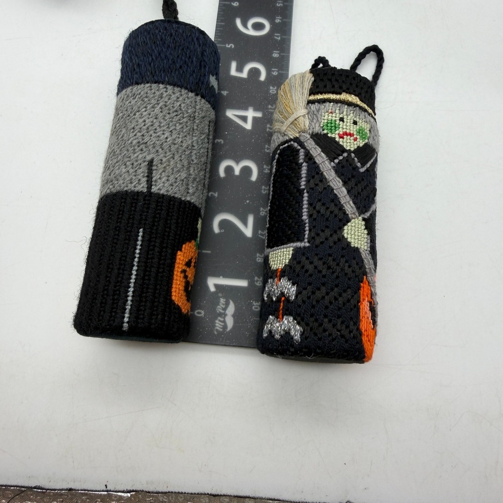 Needlepoint handmade Halloween hanging ornaments cylinder decor Frankenstein - Picture 12 of 13